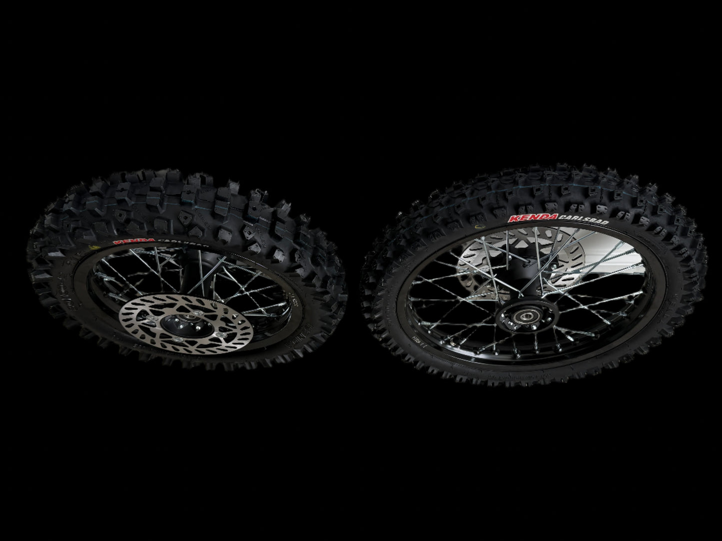 12/14 Inch Aluminum Dirt Wheels and Kenda Carlsbad Tires