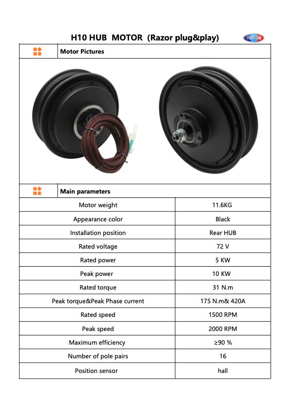 Sotion H10 Hub Motor WITH Kenda Curve Tire