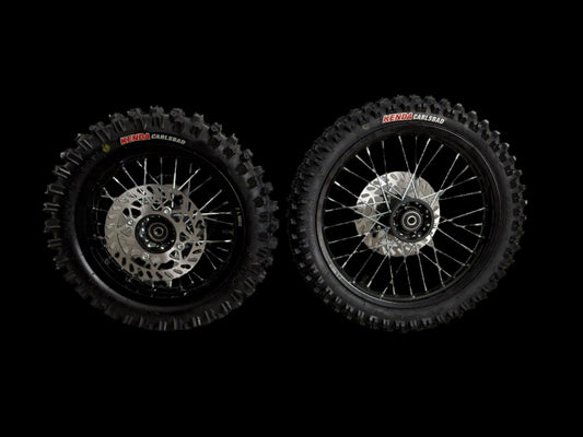12/14 Inch Aluminum Dirt Wheels and Kenda Carlsbad Tires